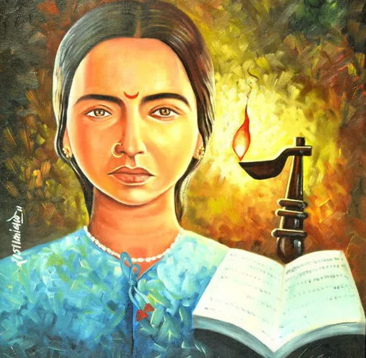illustration of a young Dalit woman, Mukta Salve
