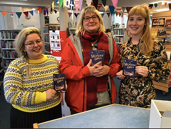 The author with the lovely librarians at Shetland Library