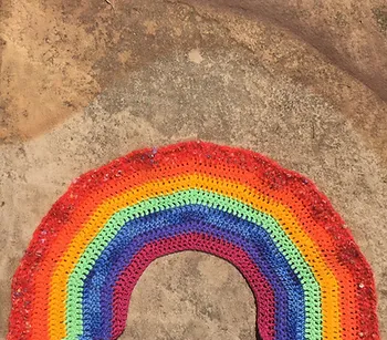 A crocheted rainbow