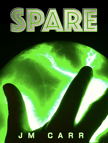 Book cover for 'Spare" - a hand against a glowing green ball.