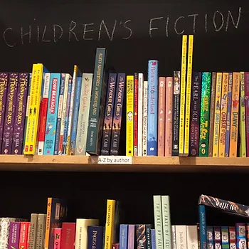 Children's books on the shelf in The Brick Lane Bookshop